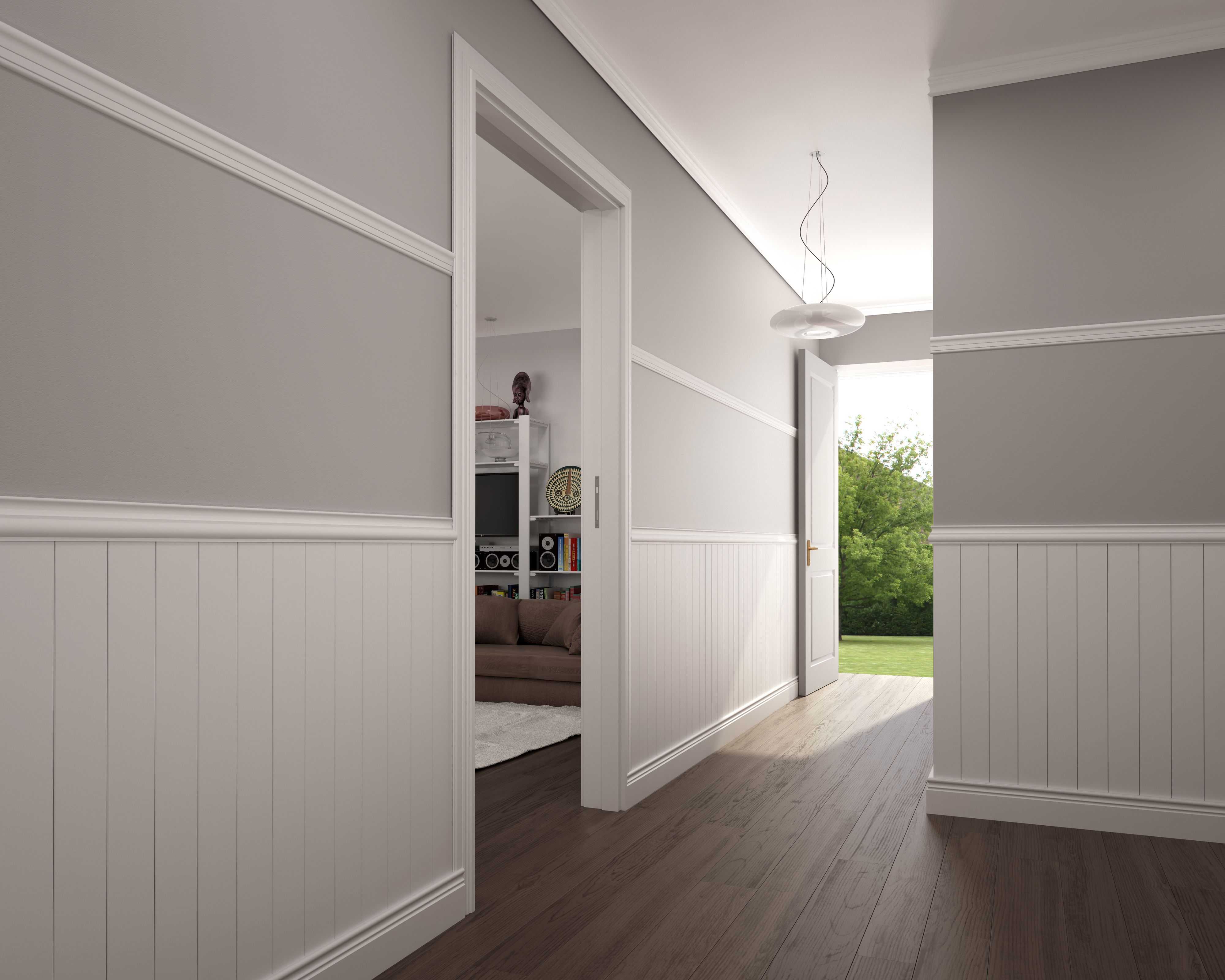 Плинтус кедр Стоунвуд. 82 82мм 2,35м Белый