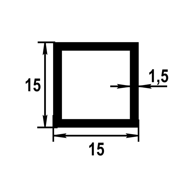 Труба квадратная 15х15 мм ТКв 02.2000.502л Золото. Цена за 5 штук.