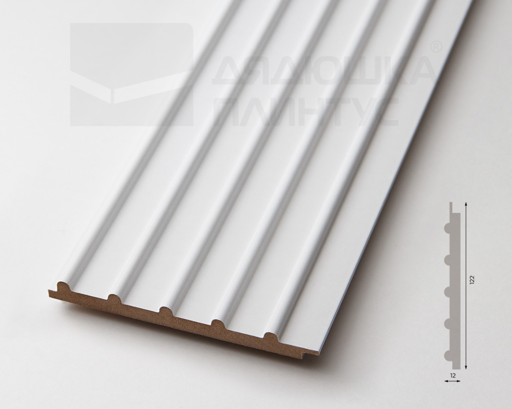 Стеновая панель МДФ. 2760*122*12мм AP122507.91 Белый под покраску