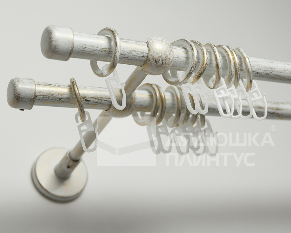 Карниз двухрядный кованый УЮТ d16мм 2,8м Белый/Золото