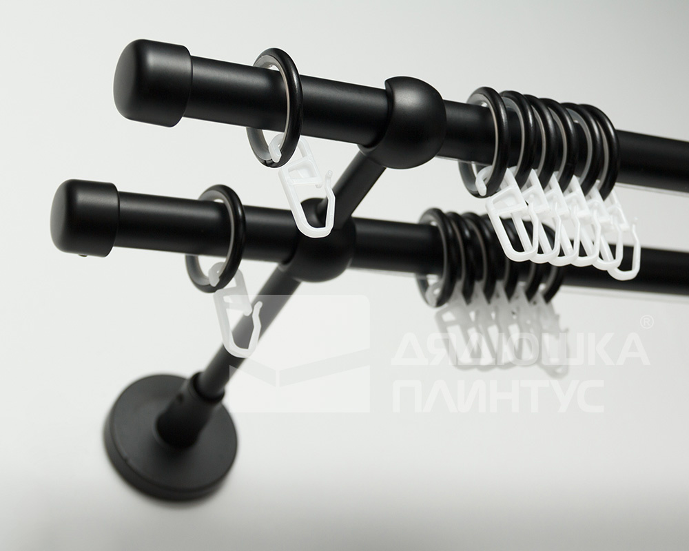 Карниз двухрядный кованый УЮТ D25мм 2,0м Черный