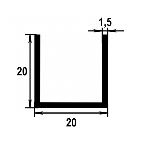 Швеллер 20*20*20 мм Шв 09.2000.502л Золото. Цена за 5 штук.